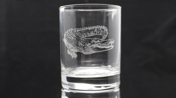 Gator  - Personalized Laser Engraved Whiskey Glass - Custom Name - Unique Barware Gift