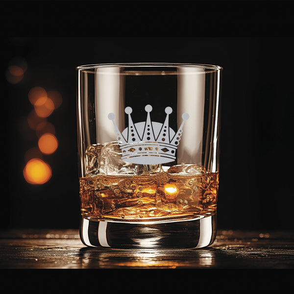 Crown #7 - Personalized Laser Engraved Whiskey Glass - Custom Name - Unique Barware Gift