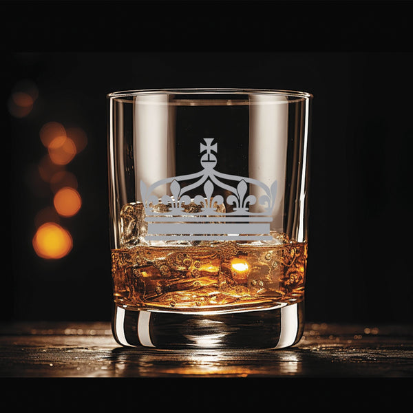Crown #10  - Personalized Laser Engraved Whiskey Glass - Custom Name - Unique Barware Gift