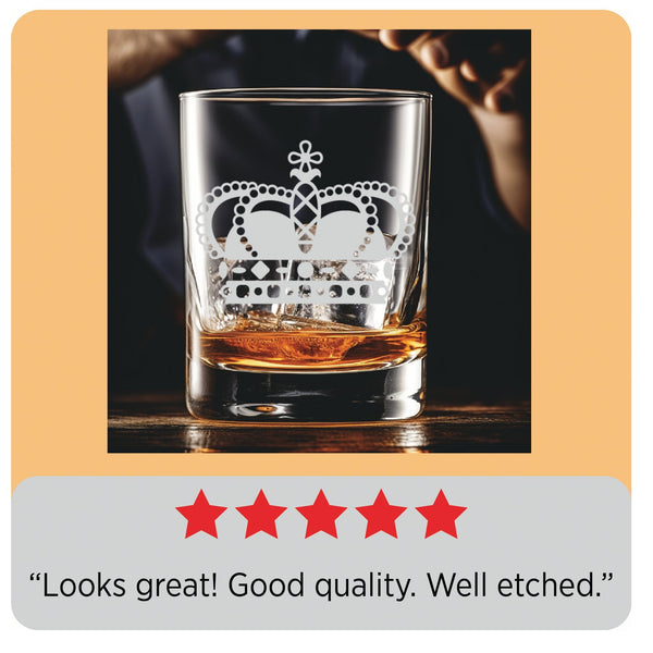 Crown #9  - Personalized Laser Engraved Whiskey Glass - Custom Name - Unique Barware Gift