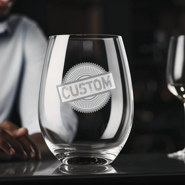 Custom Image   Stemless Wine Glass | 17 ounce | Laser Engraved | Permanently Etched | Stylish | New Orleans Style