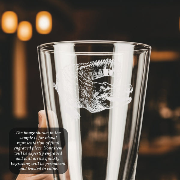 Gator Pint Glass | 16 ounce | Laser Engraved | Permanently Etched | Perfect for a Cold Beverage