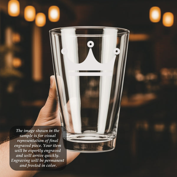 Crown #7 Pint Glass | 16 ounce | Laser Engraved | Permanently Etched | Perfect for a Cold Beverage