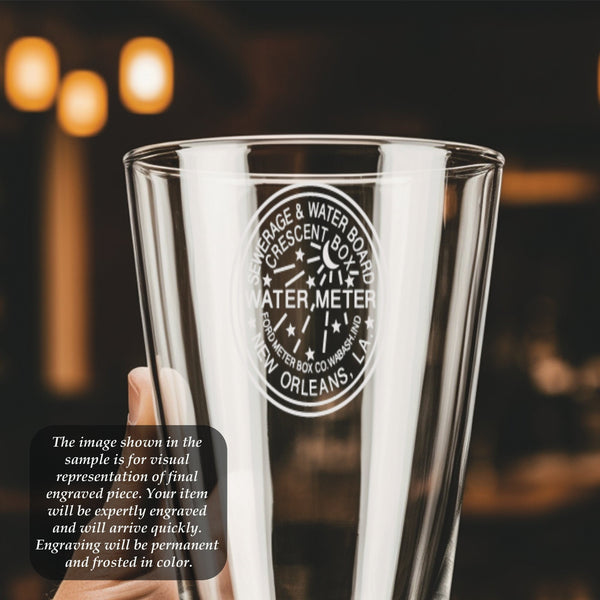 Water Meter Pint Glass | 16 ounce | Laser Engraved | Permanently Etched | Perfect for a Cold Beverage
