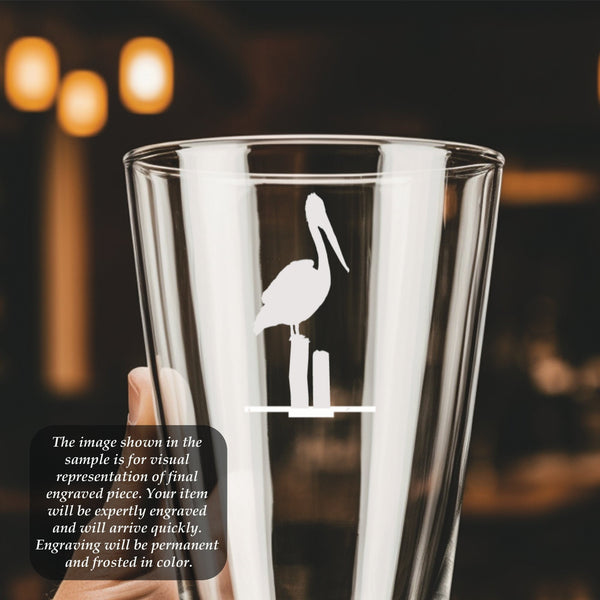 Pelican Pint Glass | 16 ounce | Laser Engraved | Permanently Etched | Perfect for a Cold Beverage