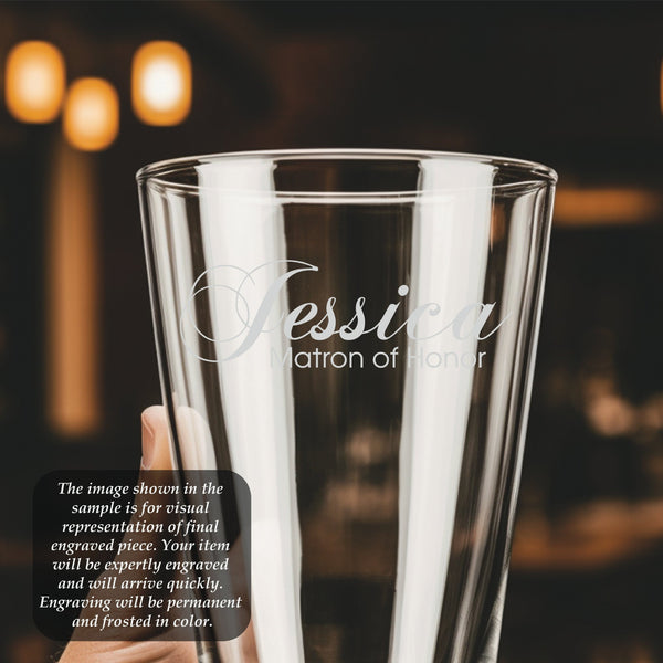 Wedding Design #3 Pint Glass | 16 ounce | Laser Engraved | Permanently Etched | Perfect for a Cold Beverage