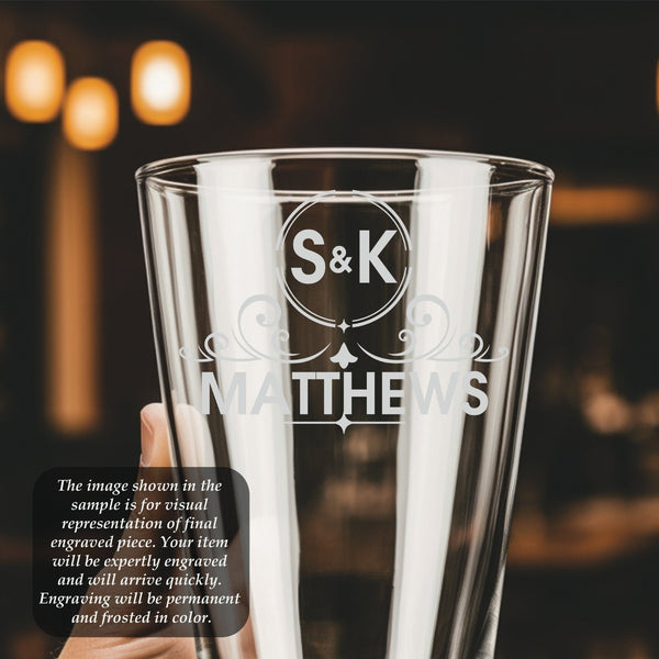 Swirl Pint Glass | 16 ounce | Laser Engraved | Permanently Etched | Perfect for a Cold Beverage