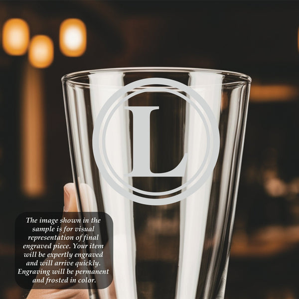 Circle Pint Glass | 16 ounce | Laser Engraved | Permanently Etched | Perfect for a Cold Beverage