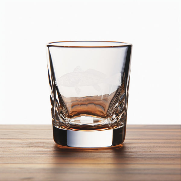 Redfish Unique Laser Engraved Shot Glass - Stylish Barware Gift with Intricate Designs