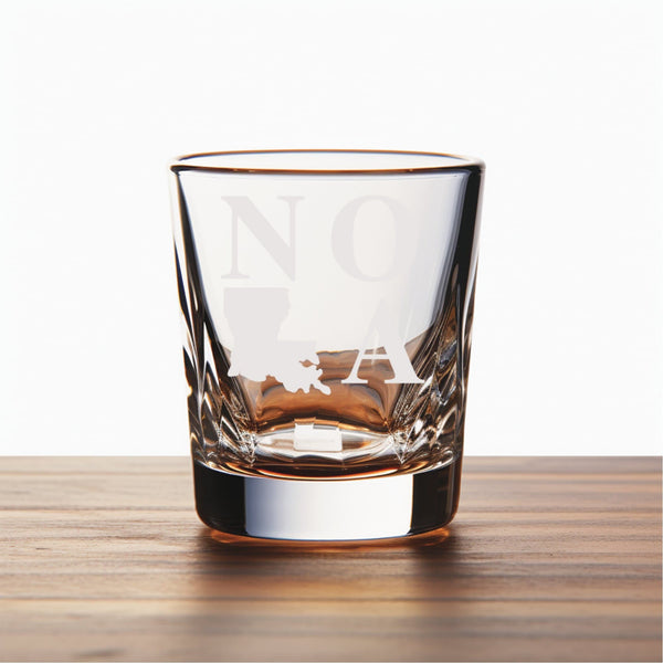 NOLA State LOVE  Unique Laser Engraved Shot Glass - Stylish Barware Gift with Intricate Designs