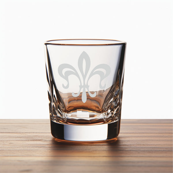 Fleur de Lis #6 Unique Laser Engraved Shot Glass - Stylish Barware Gift with Intricate Designs