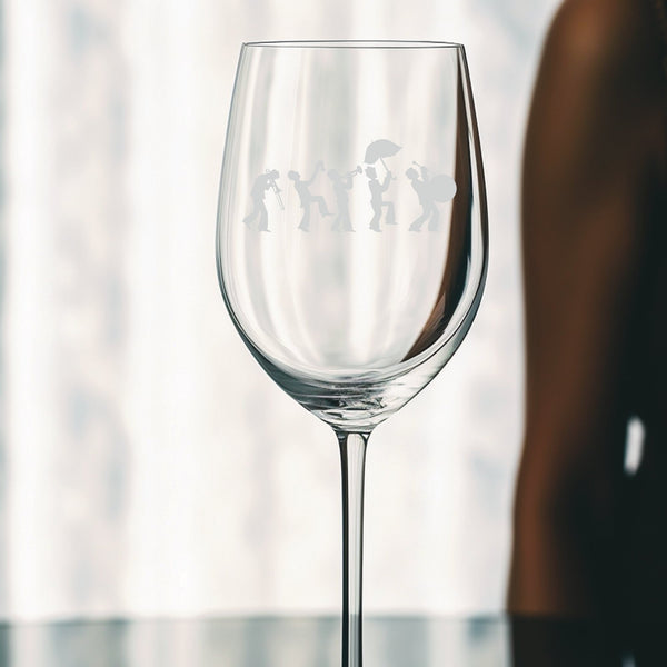 New Orleans Second Line | Unique Laser Etched Wine Glass Stemware: Add a Touch of Style to Your Barware Collection