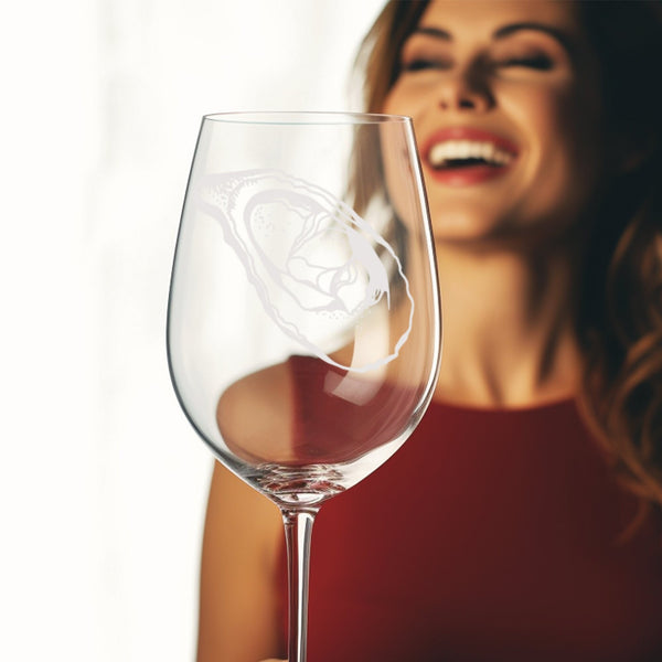 Oyster | Unique Laser Etched Wine Glass Stemware: Add a Touch of Style to Your Barware Collection