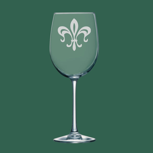 Fleur de Lis #6 | Unique Laser Etched Wine Glass Stemware: Add a Touch of Style to Your Barware Collection