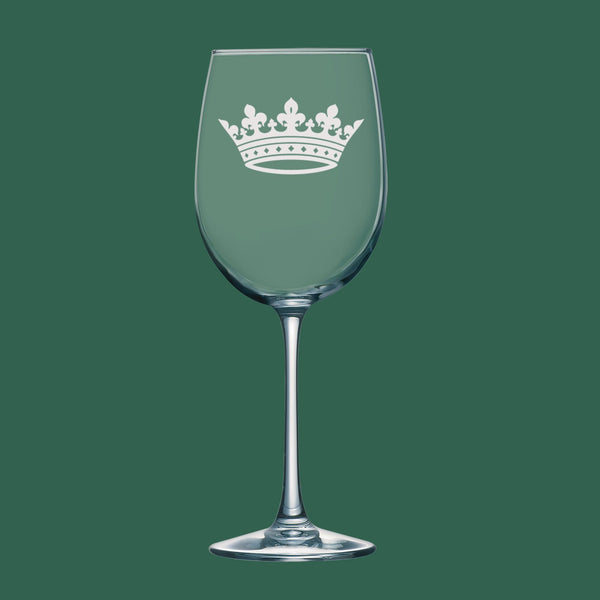 Crown #4 | Unique Laser Etched Wine Glass Stemware: Add a Touch of Style to Your Barware Collection