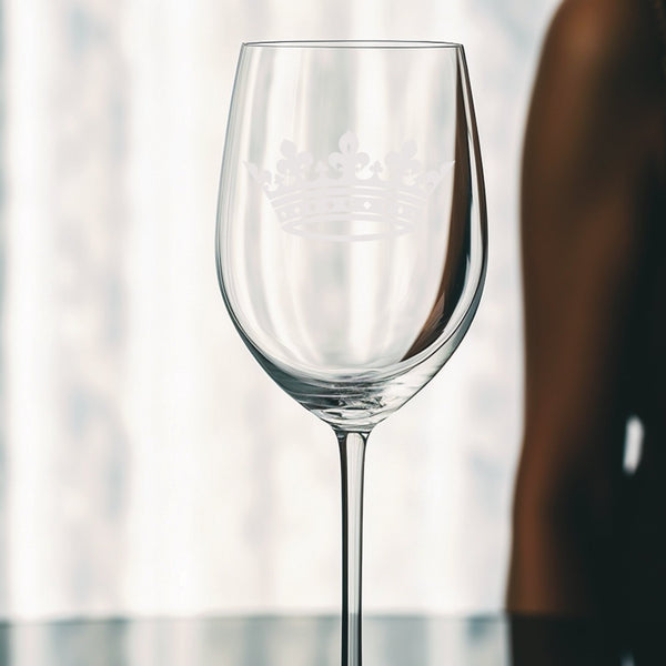 Crown #4 | Unique Laser Etched Wine Glass Stemware: Add a Touch of Style to Your Barware Collection