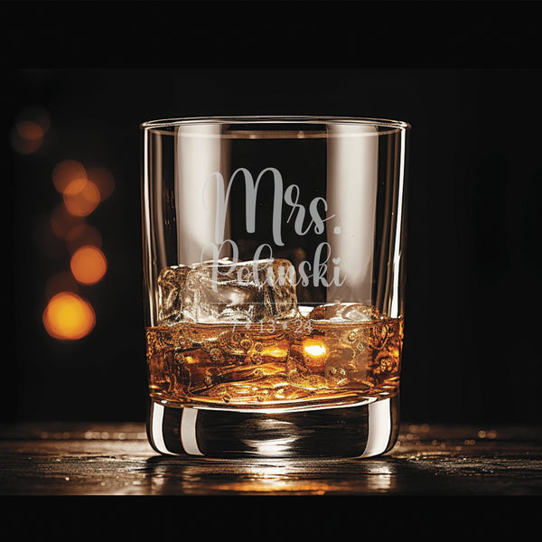Wedding Names Whiskey Glass | 13.5 ounce | Laser Engraved | Permanently Etched | Heavy Bottom