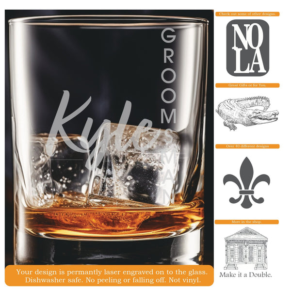 Wedding Names 2 Whiskey Glass | 13.5 ounce | Laser Engraved | Permanently Etched | Heavy Bottom