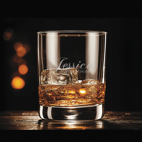 Wedding Names 3 Whiskey Glass | 13.5 ounce | Laser Engraved | Permanently Etched | Heavy Bottom