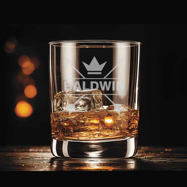 Arrow Design - Personalized Laser Engraved Whiskey Glass - Custom Name - Unique Barware Gift