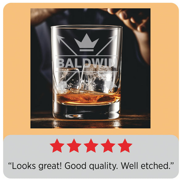 Arrow Design - Personalized Laser Engraved Whiskey Glass - Custom Name - Unique Barware Gift