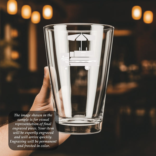 Hot Dog Cart Pint Glass | 16 ounce | Laser Engraved | Permanently Etched | Perfect for a Cold Beverage