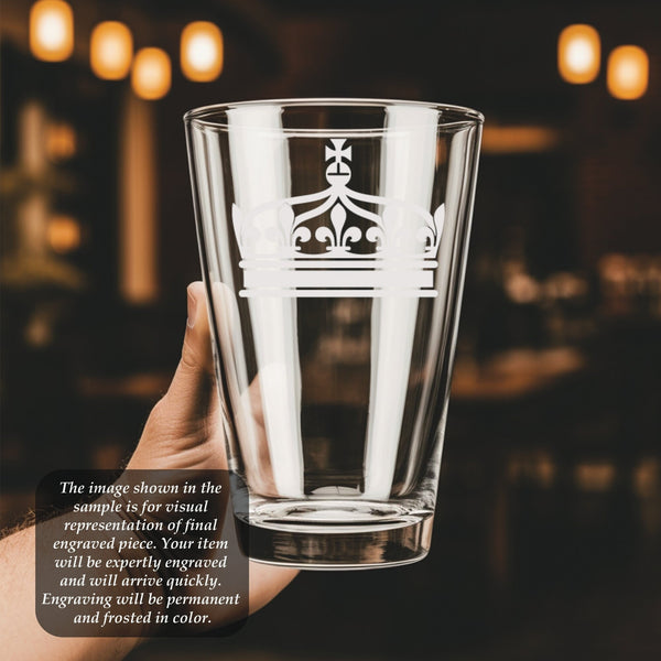 Crown #10 Pint Glass | 16 ounce | Laser Engraved | Permanently Etched | Perfect for a Cold Beverage