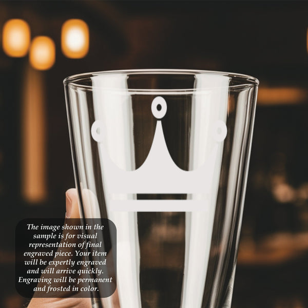 Crown #7 Pint Glass | 16 ounce | Laser Engraved | Permanently Etched | Perfect for a Cold Beverage
