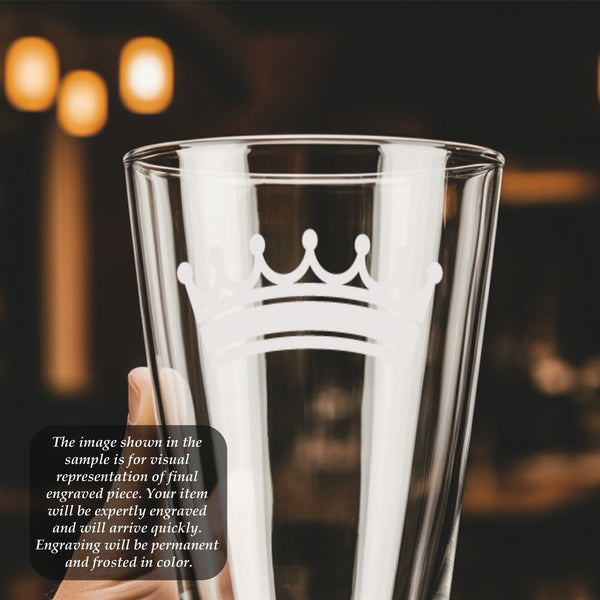 Crown #5 Pint Glass | 16 ounce | Laser Engraved | Permanently Etched | Perfect for a Cold Beverage