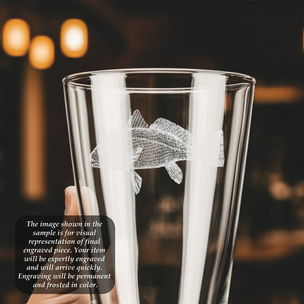 Redfish Pint Glass | 16 ounce | Laser Engraved | Permanently Etched | Perfect for a Cold Beverage