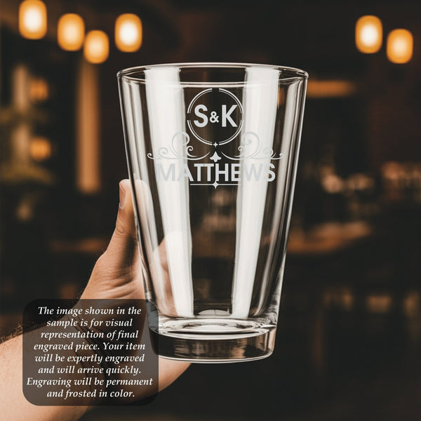 Swirl Pint Glass | 16 ounce | Laser Engraved | Permanently Etched | Perfect for a Cold Beverage