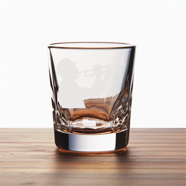 Trumpeter Unique Laser Engraved Shot Glass - Stylish Barware Gift with Intricate Designs