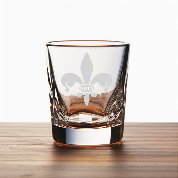 Fleur de Lis #9 Unique Laser Engraved Shot Glass - Stylish Barware Gift with Intricate Designs