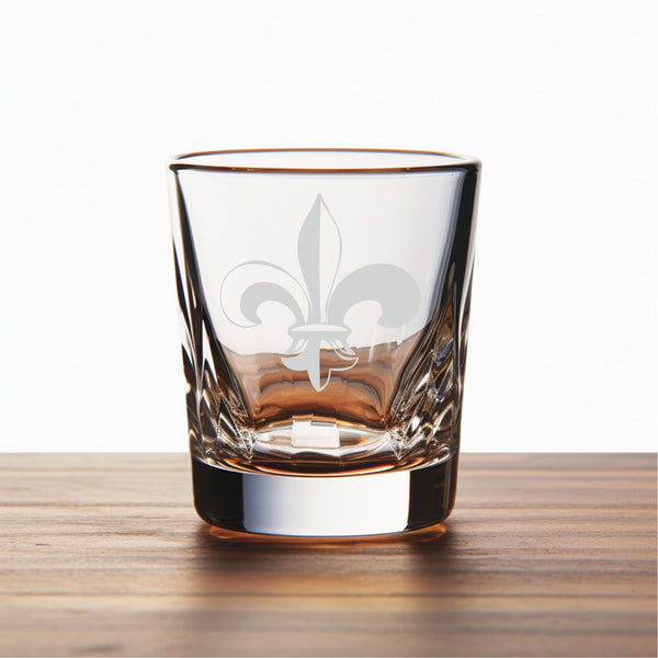 Fleur de Lis #4 Unique Laser Engraved Shot Glass - Stylish Barware Gift with Intricate Designs