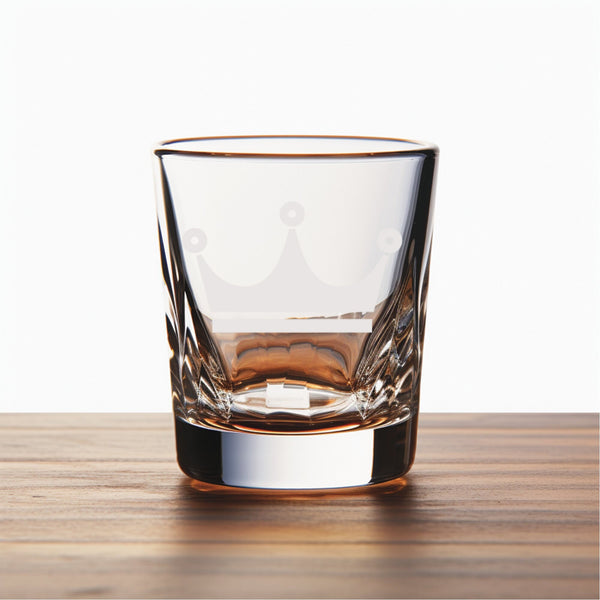 Crown #7 Unique Laser Engraved Shot Glass - Stylish Barware Gift with Intricate Designs