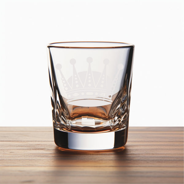 Crown #6 Unique Laser Engraved Shot Glass - Stylish Barware Gift with Intricate Designs
