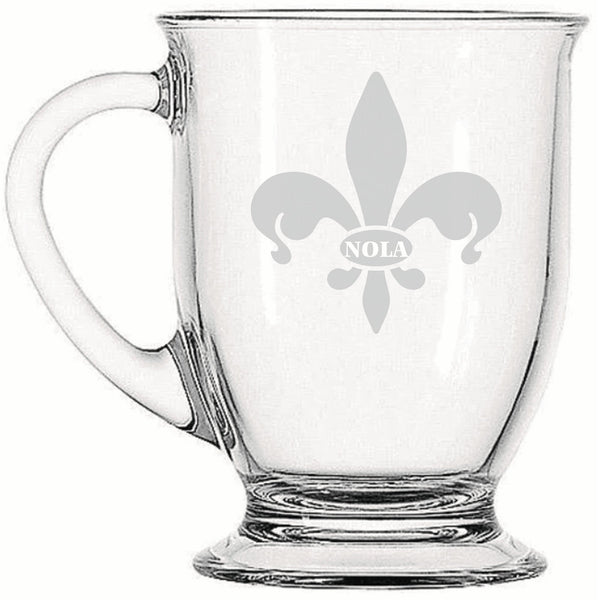 Fleur de Lis #9 | Rustic Charm meets Modern Style - Laser Etched Footed Cafe Mug for Cozy Morning Brews