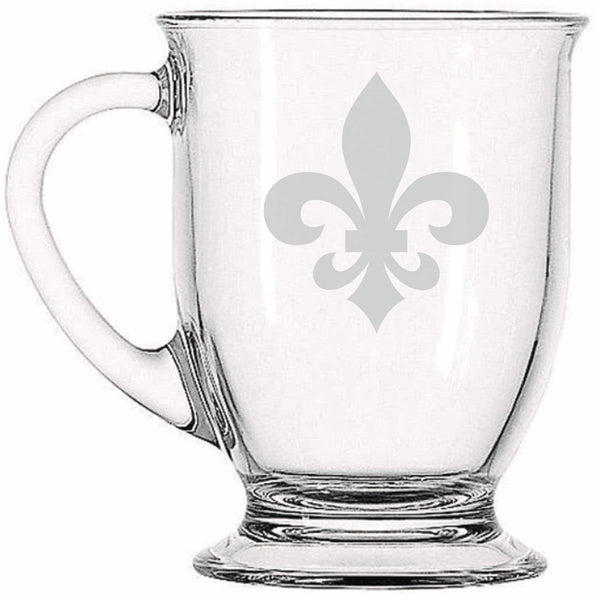 Fleur de Lis #7 | Rustic Charm meets Modern Style - Laser Etched Footed Cafe Mug for Cozy Morning Brews