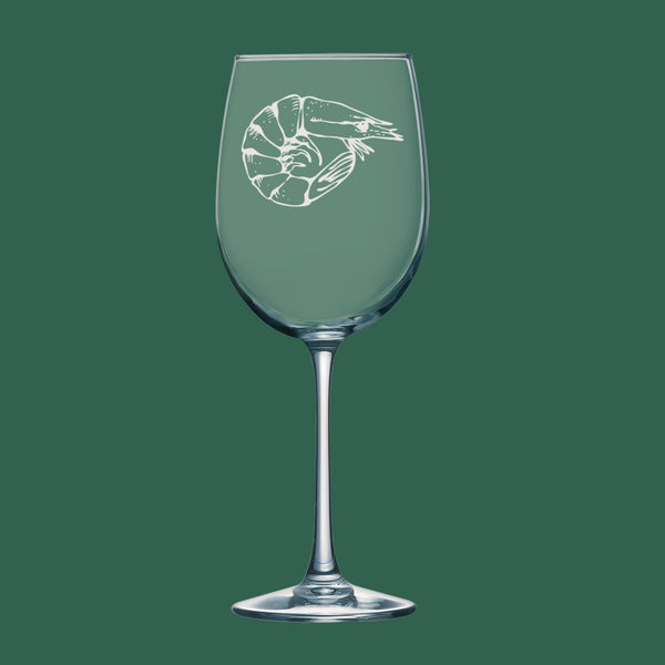 Shrimp | Unique Laser Etched Wine Glass Stemware: Add a Touch of Style to Your Barware Collection