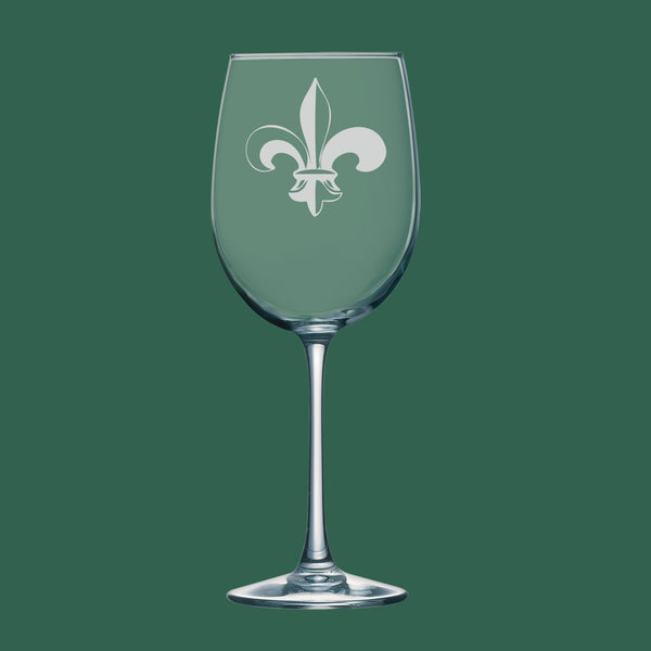 Fleur de Lis #4 | Unique Laser Etched Wine Glass Stemware: Add a Touch of Style to Your Barware Collection