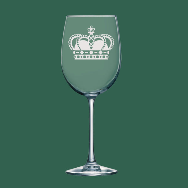 Crown #9 | Unique Laser Etched Wine Glass Stemware: Add a Touch of Style to Your Barware Collection
