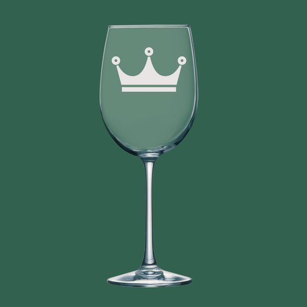 Crown #7 | Unique Laser Etched Wine Glass Stemware: Add a Touch of Style to Your Barware Collection