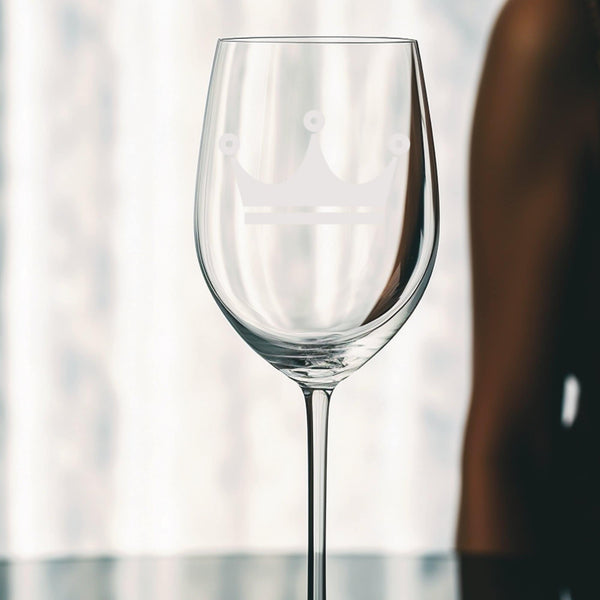 Crown #7 | Unique Laser Etched Wine Glass Stemware: Add a Touch of Style to Your Barware Collection