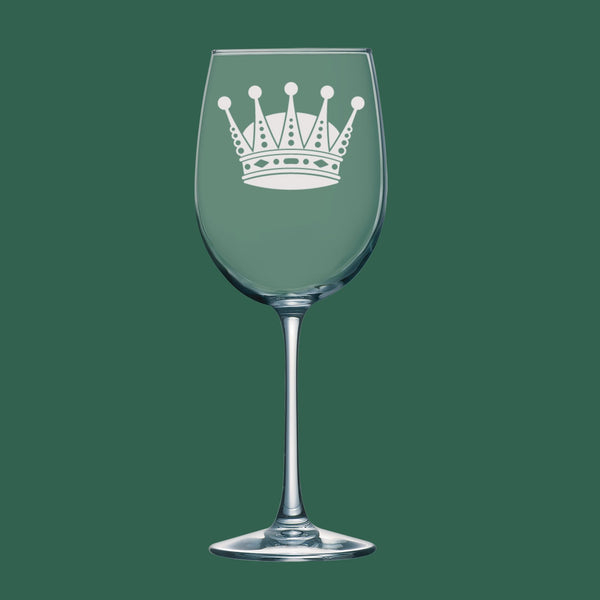 Crown #6 | Unique Laser Etched Wine Glass Stemware: Add a Touch of Style to Your Barware Collection