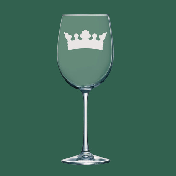 Crown #3 | Unique Laser Etched Wine Glass Stemware: Add a Touch of Style to Your Barware Collection