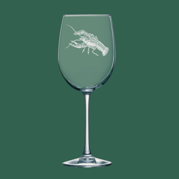 Crawfish  | Unique Laser Etched Wine Glass Stemware: Add a Touch of Style to Your Barware Collection