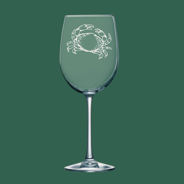 Crab  | Unique Laser Etched Wine Glass Stemware: Add a Touch of Style to Your Barware Collection