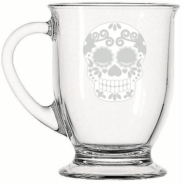 Sugar Skull | Rustic Charm meets Modern Style - Laser Etched Footed Cafe Mug for Cozy Morning Brews