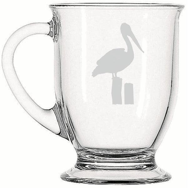 Pelican  | Rustic Charm meets Modern Style - Laser Etched Footed Cafe Mug for Cozy Morning Brews