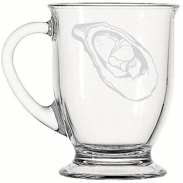 Oyster | Rustic Charm meets Modern Style - Laser Etched Footed Cafe Mug for Cozy Morning Brews